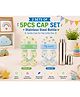 Sprout Kidz Pack of 2 Baby Cap, Mittens & Gloves Set Soft Cotton Newborn Essentials - Blue, Green & Steel Bottle Set