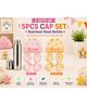 Sprout Kidz Pack of 2 Baby Cap, Mittens & Gloves Set Soft Cotton Newborn Essentials - Pink, Orange & Steel Bottle Set