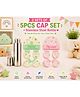 Sprout Kidz Pack of 2 Baby Cap, Mittens & Gloves Set Soft Cotton Newborn Essentials - Pink, Green & Steel Bottle Set