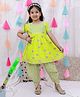 BownBee Cotton Woven Half Sleeves Floral & Bird Printed Kurti & Dhoti Set - Green
