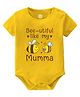 Baby Buzz 100% Cotton Knit Mothers Day Theme Half Sleeves Bee Utiful Like My Mumma Text Printed Onesie - Yellow