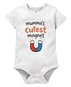 Zeezeezoo Mothers Day Theme 100% Cotton Knit Half Sleeves Mummas Cutest Magnet Text Printed Onesie - White