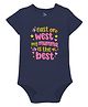 Zeezeezoo Mothers Day Theme 100% Cotton Knit Half Sleeves East Or West My Mumma Is The Best Text Printed Onesie - Navy Blue