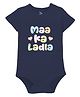 Zeezeezoo Mothers Day Theme 100% Cotton Knit Half Sleeves Maa Ka Ladla Text Printed Onesie - Navy Blue