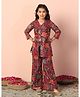 Fashion Dream Georgette Knit Three Fourth Sleeves Floral Printed Kurti & Palazzo Set  - Maroon
