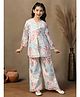 Fashion Dream Georgette Knit Three Fourth Sleeves Sea Life Printed Kurti & Palazzo Set - Light Pink