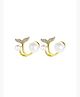 Kairangi Earrings for Women and Girls Studs for Women | Gold Toned Fish Tail Shaped Pearl Stud Earrings | Birthday Gift for girls and women Anniversary Gift for Wife