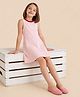 U.S. Polo Assn. Kids Cotton Knit Sleeveless Brand Name Printed Dress - Pink