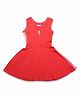 U.S. Polo Assn. Kids Cotton Knit Half Sleeves Side Striped & Brand Logo Embroidered Dress - Red