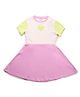 U.S. Polo Assn. Kids Cotton Knit Half Sleeves Colour Blocked Heart Designed Brand Name Puff Printed Dress - Pink