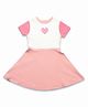 U.S. Polo Assn. Kids Cotton Knit Half Sleeves Colour Blocked Heart Designed Brand Name Puff Printed Dress - Pink