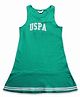 U.S. Polo Assn. Kids Cotton Knit Sleeveless Brand Name Printed Dress - Green