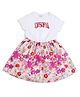 U.S. Polo Assn. Kids Cotton Knit Half Sleeves Floral Printed Dress - White