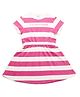 U.S. Polo Assn. Kids Cotton Knit Half Sleeves Striped & Brand Name Embroidered Dress - Pink