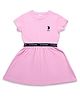 U.S. Polo Assn. Kids Cotton Knit Half Sleeves Brand Logo Embroidered Dress - Pink