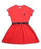 U.S. Polo Assn. Kids Cotton Knit Half Sleeves Brand Logo Embroidered Dress - Red
