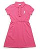 U.S. Polo Assn. Kids Cotton Knit Half Sleeves Brand Logo Embroiered Dress - Pink