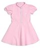U.S. Polo Assn. Kids Cotton Woven Half Puffed Sleeves Brand Logo Embroidered Dress - Pink
