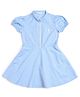 U.S. Polo Assn. Kids Cotton Knit Half Puffed Sleeves Brand Logo Embroidered Dress - Blue