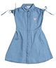 U.S. Polo Assn. Kids Cotton Knit Sleeveless Brand Name In Heart Embroidered Dress - Blue