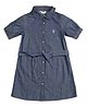 U.S. Polo Assn. Kids Cotton Knit Half Sleeves Brand Logo Embroidered Dress - Blue