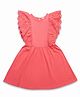 U.S. Polo Assn. Kids Cotton Knit Sleeveless Floral Design Schiffli Embroidered Frill Detailed Dress - Pink