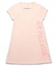U.S. Polo Assn. Kids Cotton Knit Half Sleeves Brand Name Printed Dress - Beige