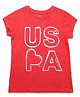 U.S. Polo Assn. Kids Cotton Knit Half Sleeves Brand Name Printed Tee - Red