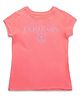 U.S. Polo Assn. Kids Cotton Knit Half Sleeves Glitter Embellished Brand Name Printed Tee - Pink