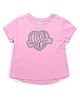 U.S. Polo Assn. Kids Cotton Knit Half Sleeves Girls Squad Text & Stone Embellished Tee - Pink