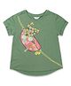 U.S. Polo Assn. Kids Cotton Knit Half Sleeves Floral & Bag Printed Tee - Olive Green