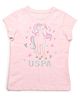U.S. Polo Assn. Kids Cotton Knit Half Sleeves Unicorn Printed Tee - Light Pink