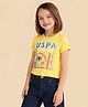 U.S. Polo Assn. Kids Cotton Knit Typography & Tropical Theme Printed Tee - Yellow