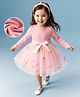 Mark & Mia Full Sleeves Floral Embroidered Party Dress - Pink
