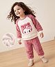 Mark & Mia Full Raglan Sleeves Winter Wear Night Suit With Kitty Embroidery - Pink