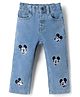 Bonfino Disney Full Length Denim Jeans With Mickey Mouse Embroidery - Blue