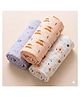 NEW COMERS Cotton Muslin Baby Swaddle Set, Multicolor Printed Muslin Swaddle Wrap for New Born Baby pack of 3-Peach-white-Grey