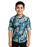 Charchit Cotton Blend Woven Full Sleeves Abstract Printed Shirt - Turquoise Blue