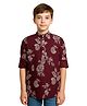 Charchit Cotton Woven Full Sleeves Paisley Printed Kurta Style Shirt - Maroon