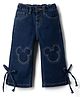 Bonfino Disney Full Length Denim Jeans With Minnie Mouse Graphic & Bow Applique - Blue