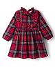 Babyhug Cotton Woven Full Sleeves Checked Frock - Red