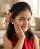 Aye Candy Glitter & Ribbons Embellished Bow Applique Detaile Alligator Hair Clip - Red