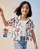 Kookie Kids Woven Half Sleeves Top with Floral Print - Offwhite