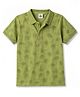 Kids Magic Cotton Knit T-Shirt Half Sleeves Polo Neck Leaf Print Green 14-16 Years