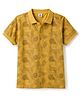 Kids Magic Cotton Knit T-Shirt Half Sleeves Polo Neck All Over Leafy Printed Yellow 12-14 Years