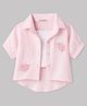 Kids Magic Cotton Knit Half Sleeves Sequinned Top With Inner Tee - Pink