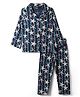 CUCUMBER Sinker Knit Full Sleeves Shirt & Pyjama Night Suit With Star Fish Print - Navy Blue
