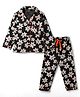 CUCUMBER Sinker Knit Full Sleeves Shirt & Pyjama Night Suit With Floral Print -Black