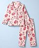 CUCUMBER Sinker Knit Full Sleeves Shirt & Pyjama Night Suit With Dragon Fruit Print - Baby Pink