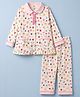 CUCUMBER Sinker Knit Full Sleeves Butterfly Floral & Hearts Printed Co-Ords Shirt & Pyjama Night Suit - Cream